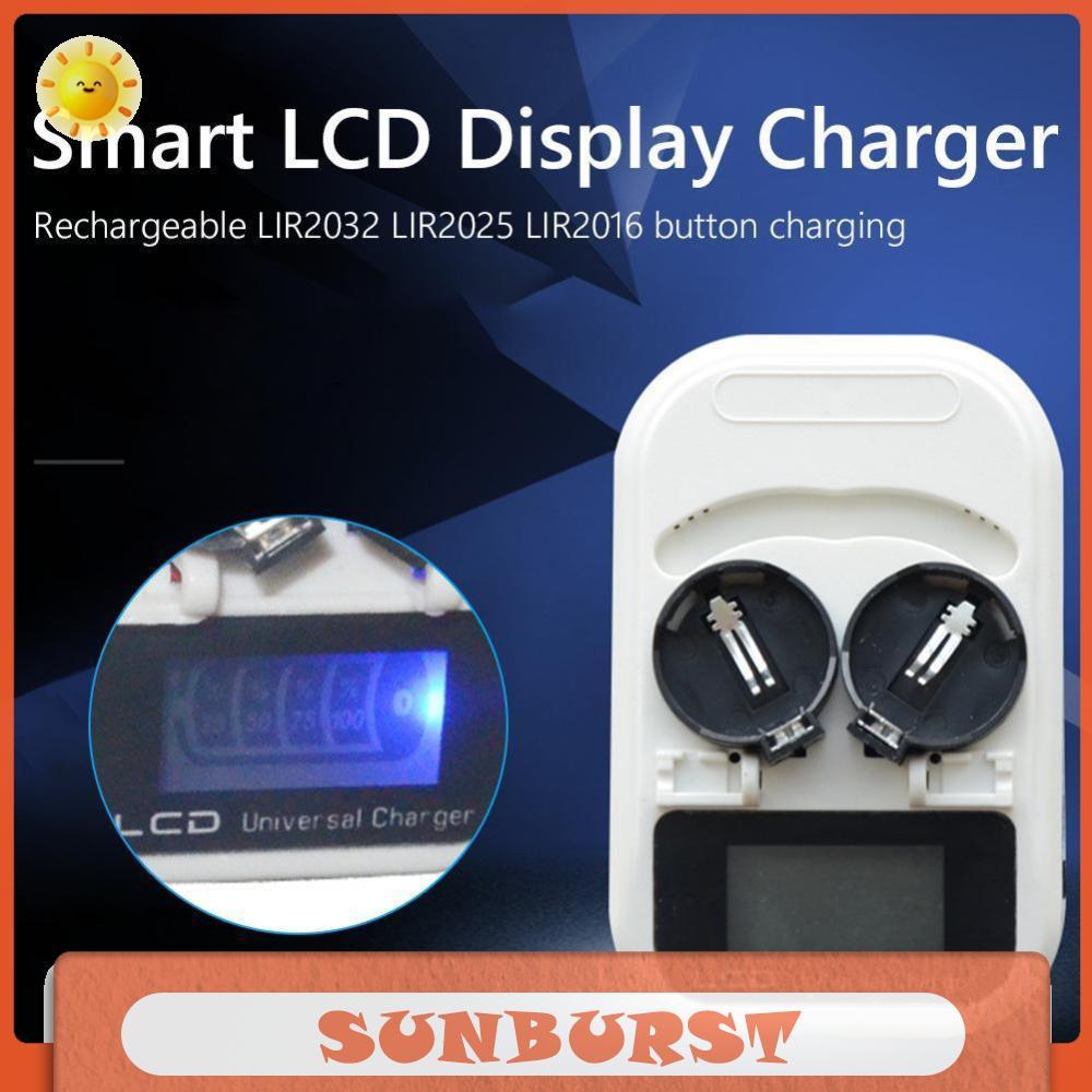 3.6V 2 Slot LCD Button Cell Battery Charger Rechargeing สําหรับ ML2025 / ML2032