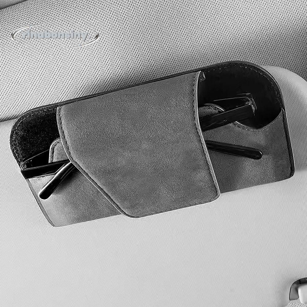 RINABONSINY Sun Visor ผู้ถือแว่นตา, Cowhide สวมใส่กล่องเก็บรถ, Universal เครื่องมือจัดเก็บอเนกประสงค์แผ่นบังแดดสําหรับรถยนต์