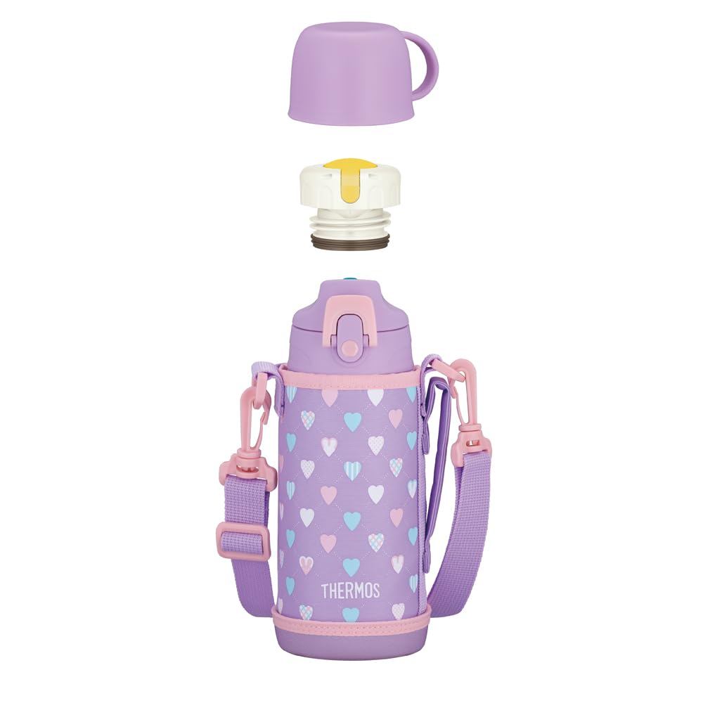 Thermos Vacuum Insulated 2-Way Water Bottle, 0.6L/0.63L, Purple Pink, Direct Drinking, with Cup, for