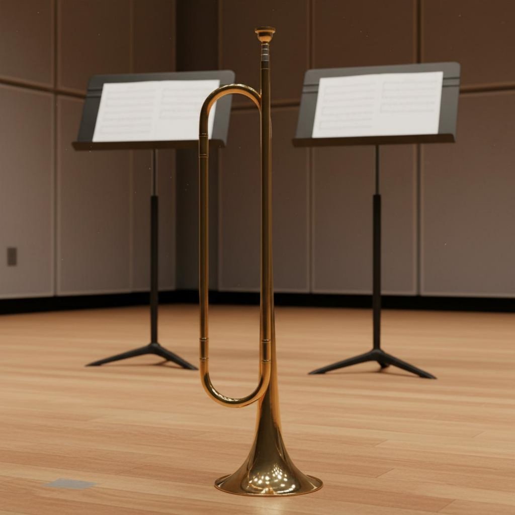 Gold Finish Bugle พร้อมถุงมือทองเหลือง Bugle Resonant Sound สําหรับโรงเรียน Band, Drum Corps