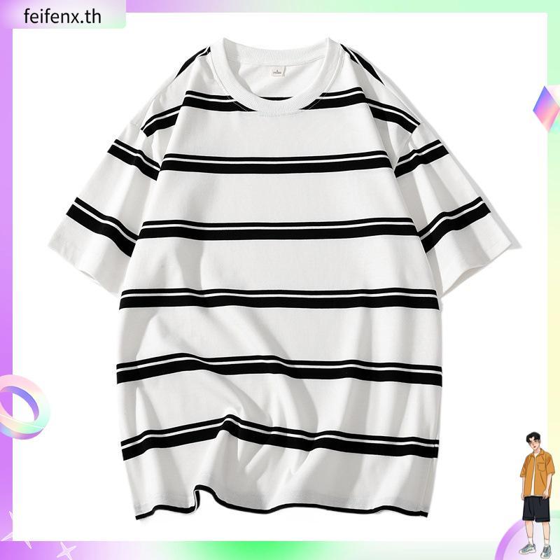 PUMA BASICS - เสื้อยืดผู้หญิง PUMA SQUAD Striped สีดำ - 68153801
