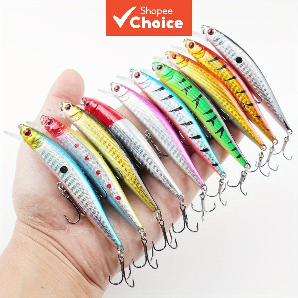 10 ชิ้น Minnow Lure ชุดเหยื่อตกปลา Tackle ตกปลากลางแจ้ง 10 ซม.8.3g