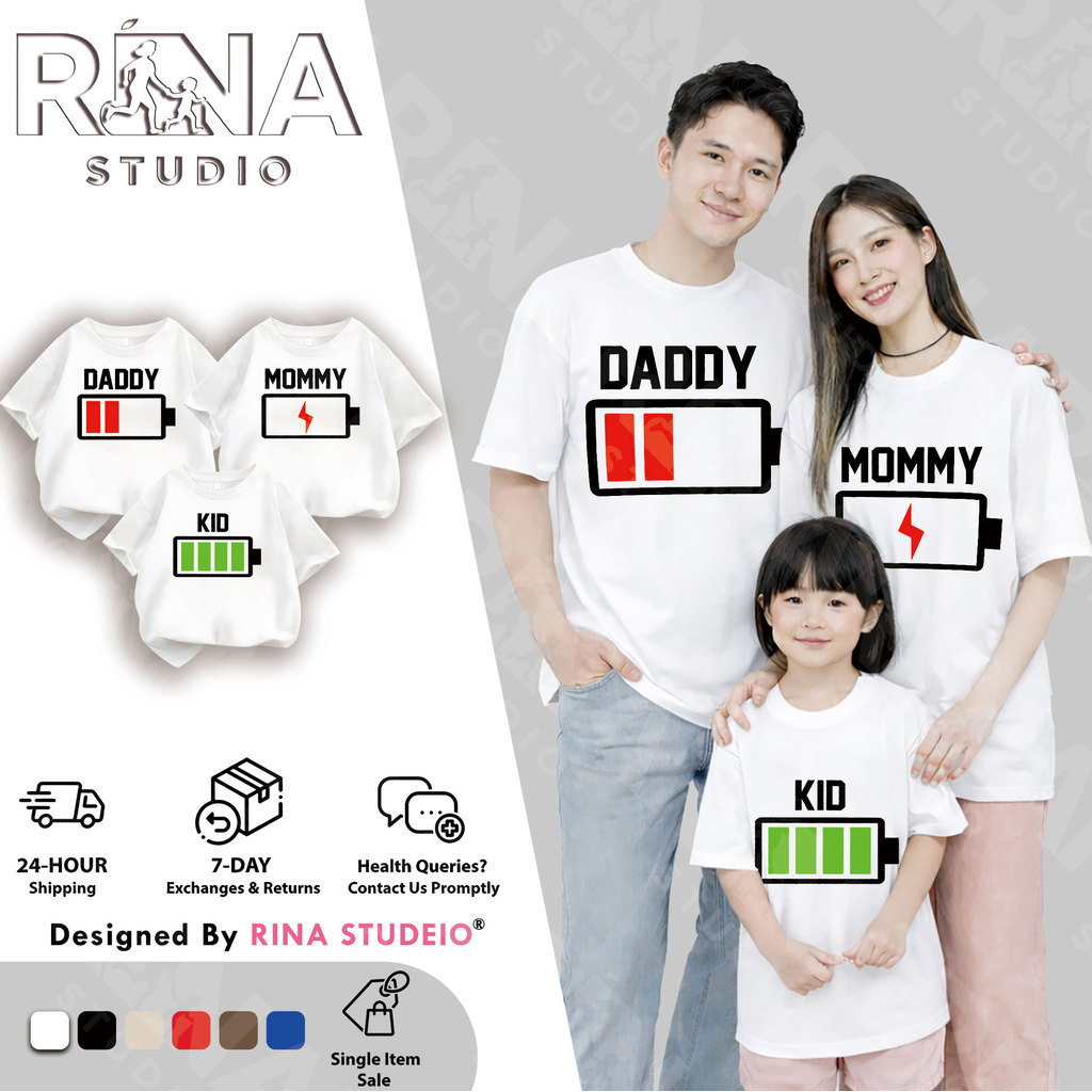 RINA STUDIO Family พิมพ์เสื้อยืดลําลองสําหรับพ่อแม่และลูกเย็นสวมใส่สบาย