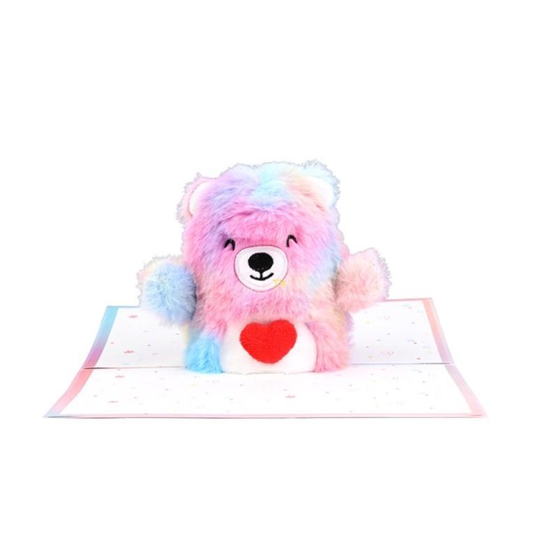 Yu Intricate Popup Festival Surprise Card Elegant Popup Card Celebration Greeting Card Feature Plush