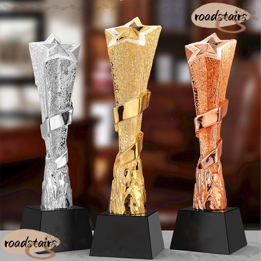 ROADSTAIRS Gold Silver Bronze Trophy, Resin Sing Dancing Competition ถ้วยรางวัลร้องเพลงที่ดีที่สุด,หัตถกรรมของที่ระลึก Gold Plated School Reward Supply Winner รางวัล Trophy ของเล่น