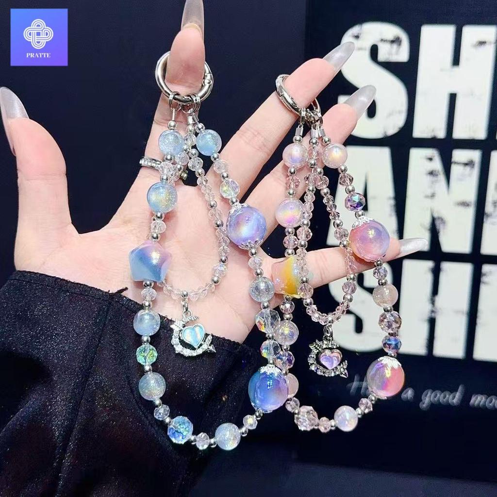 Pratte💙 สายคล้องมือถือลูกปัดสีฟ้าอะเมทิสต์ เอฟเฟกต์สายรุ้ง สไตล์มินิมอล