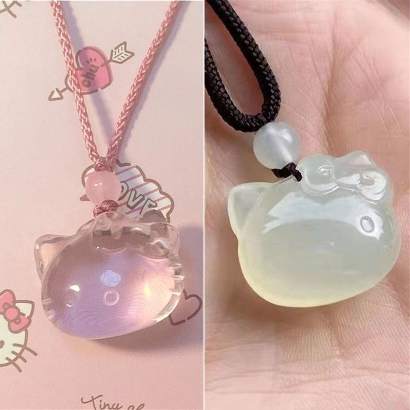 ล้างทําความสะอาดได้ Non-Fading Kitty Hello Kitty สร้อยคอน่ารักนักเรียนหญิงอารมณ์ Simple ฟรีแฟน Clavi