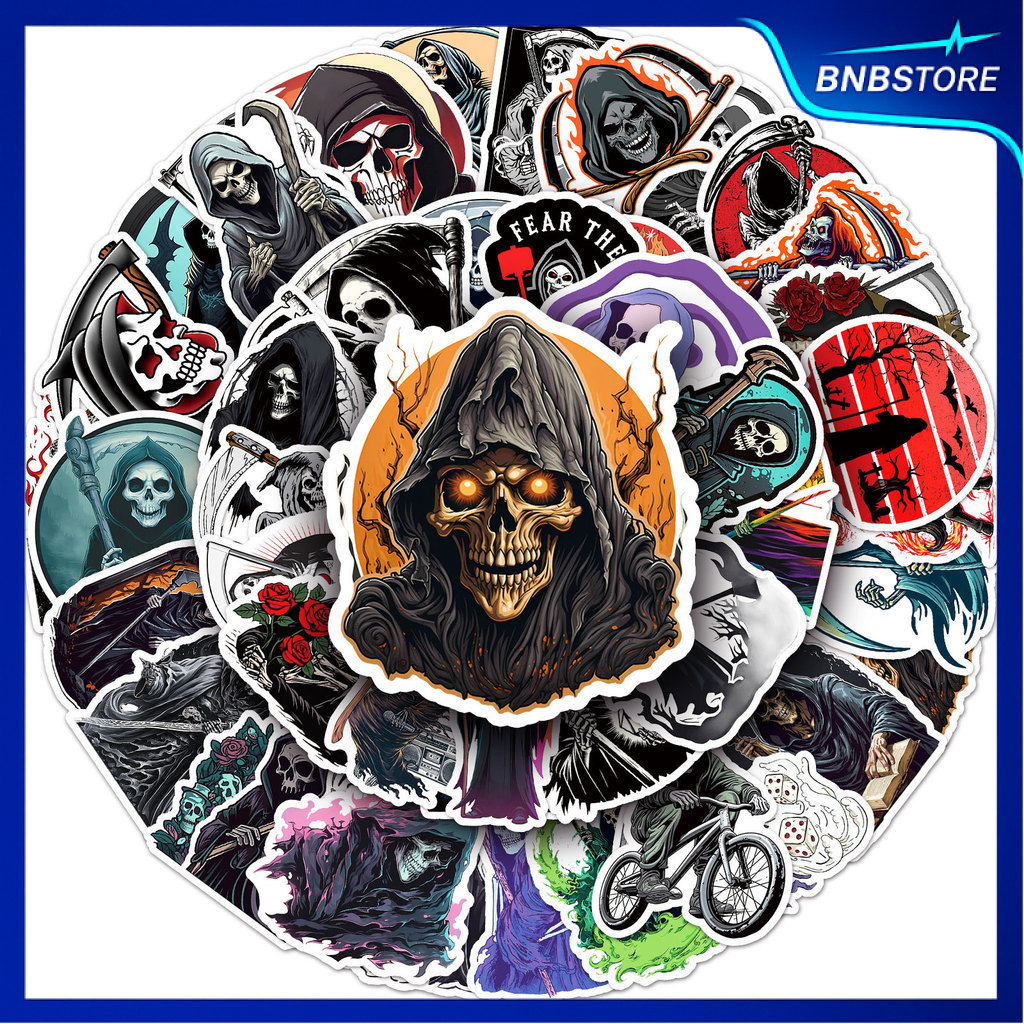 🍀ส่งจากไทย🍀 50แบบ สติกเกอร์ ผี ยมทูต มัจจุราช Grim Reaper Sticker Horror Gothic Style Halloween พร้อ