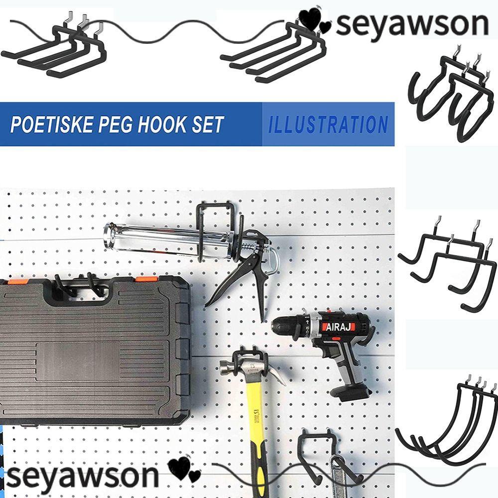 Seyawson โรงรถตะขอติดผนังยูทิลิตี้ Pegboard ผู้ถือเครื่องมือไฟฟ้า Pegboard เจาะผู้ถือ Heavy Duty Hooks แขวน Rack Organizer เครื่องมือแขวน Rack
