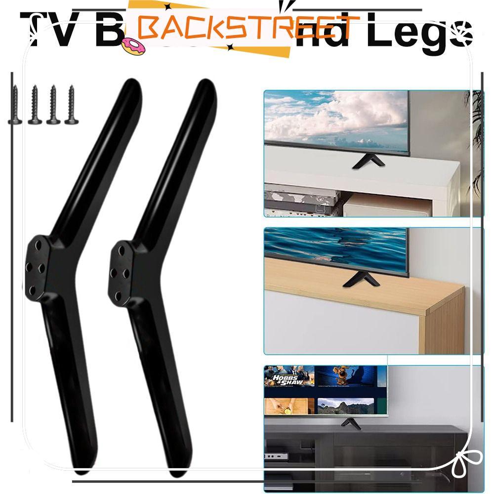 BACKSTAGE TV Stand Base Mount, พร้อมแผ่นกันลื่น Universal TV Base Stand Legs, สีดําพร้อมสกรู TV Stan