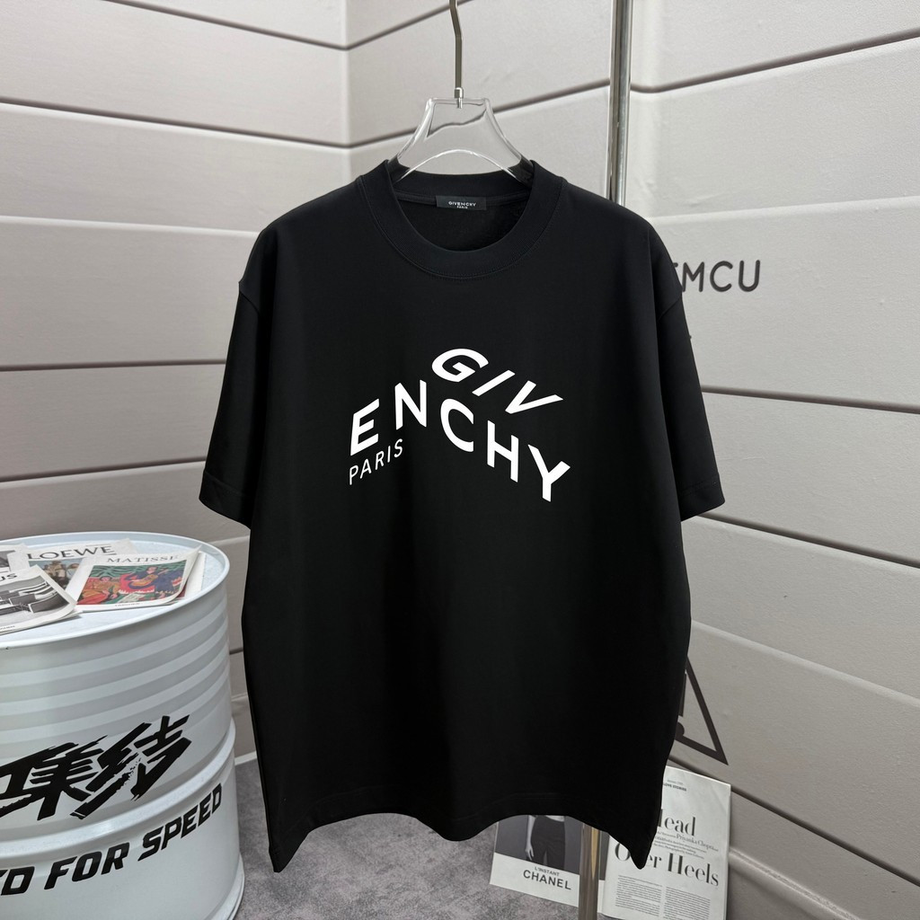 GIVENCHY/GIVENCHY 2026 คลาสสิกรอบคอแขนสั้นเสื้อยืดผู้ชายฤดูร้อนรอบคอ Slim-Fit Breathable Casual ฤดูใ