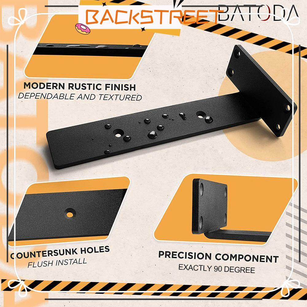 BACKSTAGEREAT Floating Shelf Brackets, Metal Wall Mount Cast Iron Shelves, Heavy Duty Black Coated S