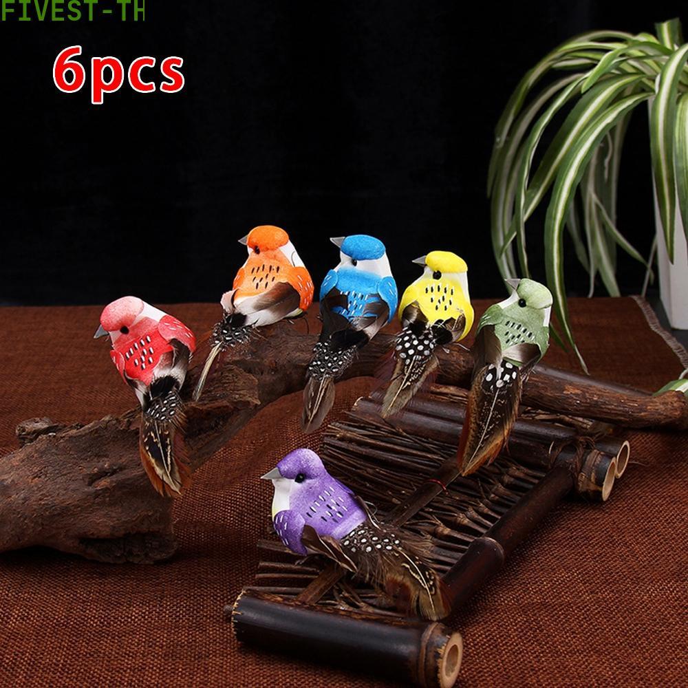 ⭐FIVESTARS⭐Perched Woodland Fake Feather Birds Xmas Tree Decoration Ornament Bulk Pack of 6