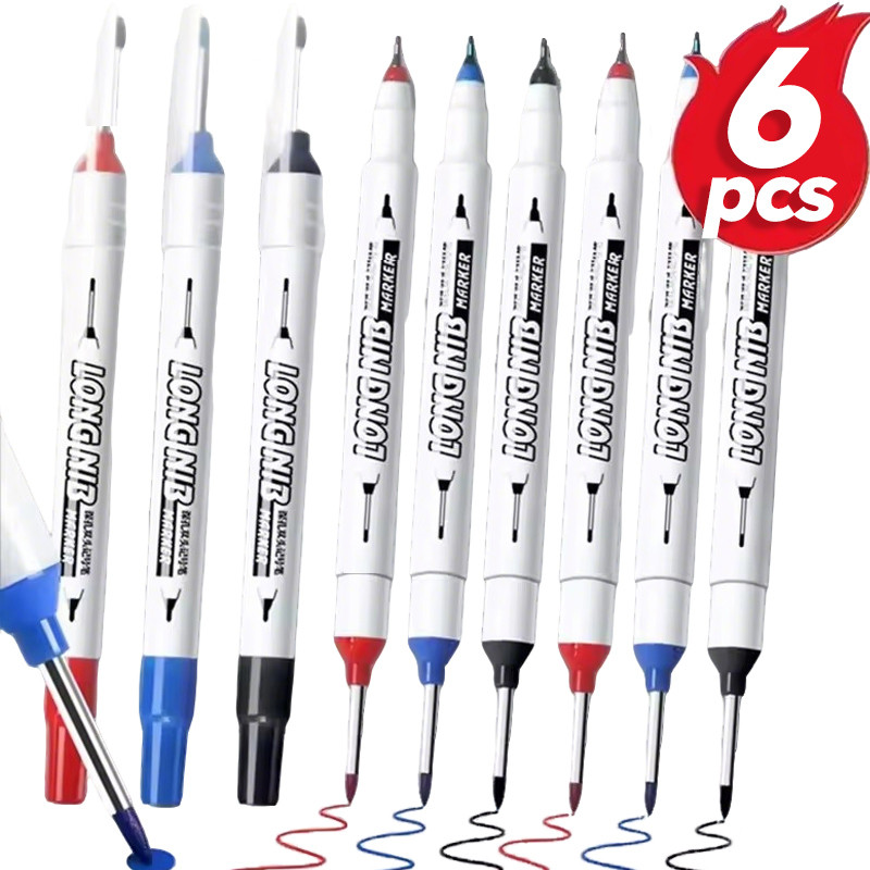 1/3/6 ชิ้น 20 มิลลิเมตร Double Head Deep Hole Markers - กันน้ําถาวร Perforating ปากกาสําหรับงานไม้