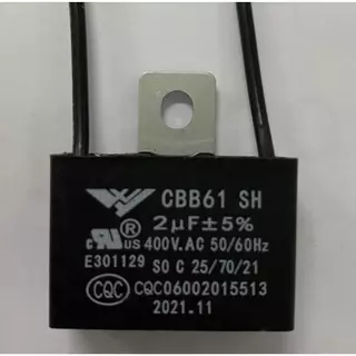 คาปาซิเตอร์ พัดลม​ มีสายไฟ ตัวเก็บประจุ Capacitor คอนเดนเซอร์พัดลม RM CBB61 1.2uF/1.5uF/1.8/2.0/2.5uF อะไหล่พัดลม HATARI