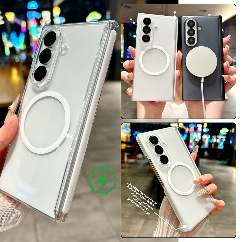 Slim Magnetic Double Axis Matte Hard Casing Funda สําหรับ Samsung Galaxy Z พับ 7 Z พับ 8 ultra พับ 6