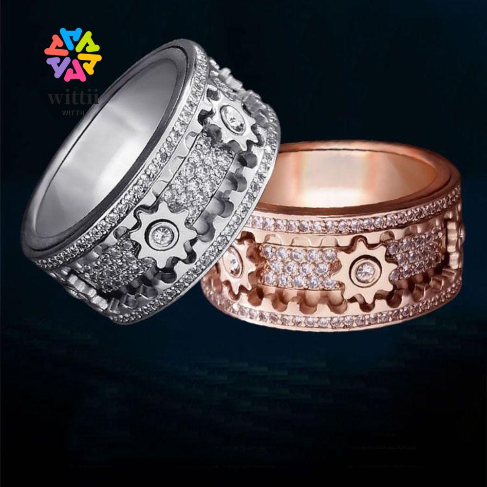 WITTII Ring Spinner ลดความเครียด ประณีตด้วยคริสตัลคิวบิกไซanzi