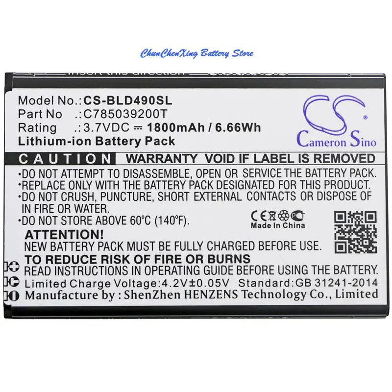 แบตเตอรี่ 1800mAh C785039200T สําหรับ BLU D090L, D090U, D110L, D110U, D490L, D490U, Dash G, Dash M2,