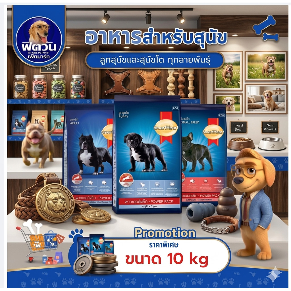 อาหารสุนัข SmartHeart POWER PACK ทุกสูตร ขนาด 10 kg