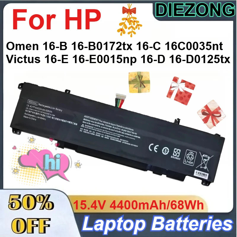 15.4V 4400mAh/68Wh WK04XL แบตเตอรี่แล็ปท็อปสําหรับ HP Omen 16-B 16-B0172tx 16C0035nt Victus 16-E0015