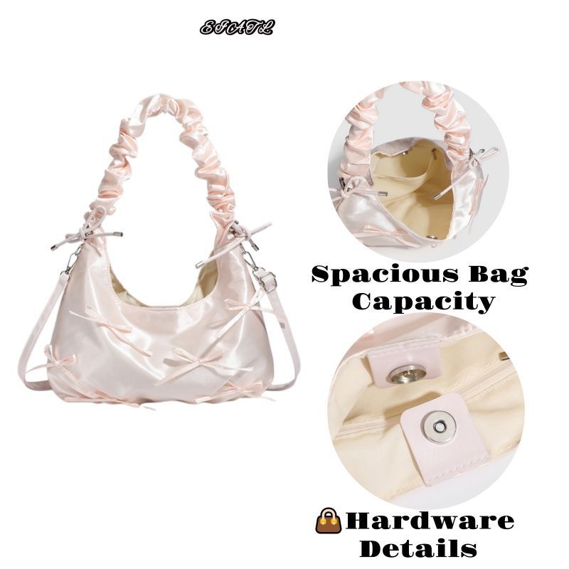 EIATL Balletcore กระเป๋าสะพายข้างผู้หญิง Axillary   กระเป๋าซาติน Crossbody กระเป๋า Crossbody