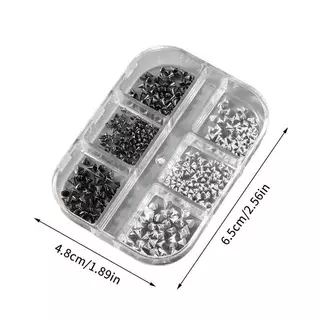 HANHAI 6 กริด Y2K Punk โลหะ Rivet เล็บ Charms กรวยผสม Sized Bla เงินเล็บ Studs 3D สไตล์โลหะผสม Spike สําหรับ DIY เล็บตกแต่ง TH