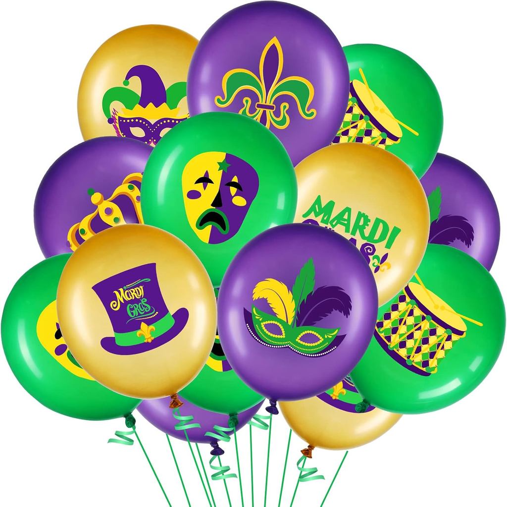 45 ชิ้น Mardi Gras ตกแต่ง Mardi Gras บอลลูน Arch ชุด Mardi Gras Party Supplies Mardi Gras หน้ากากบอล