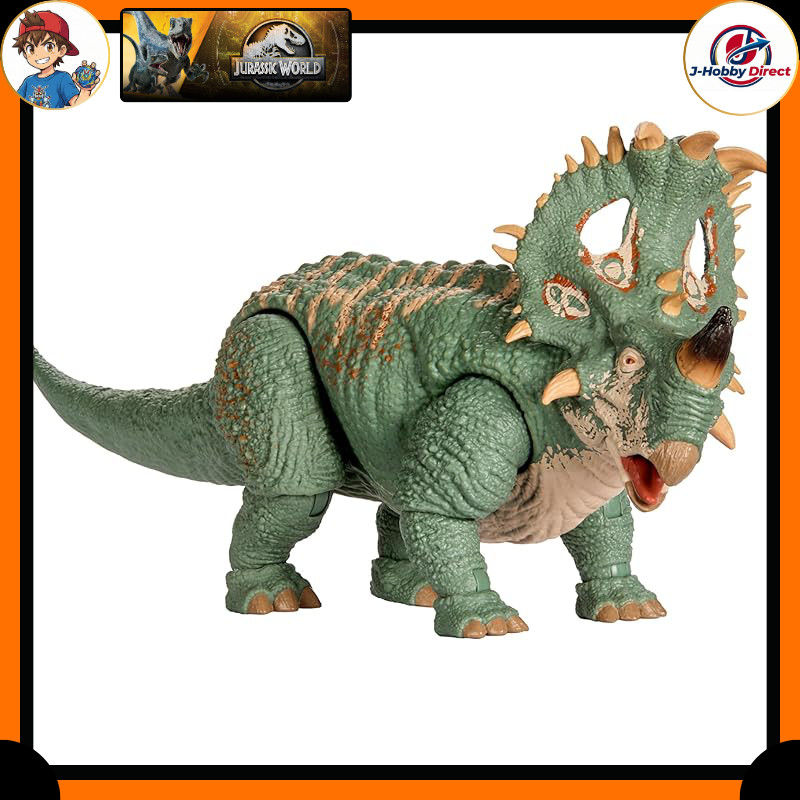Mattel Jurassic World Hammond Collection Sinoceratops Kids Figure Dinosaur Toy, Length: approximately 30.4 cm, for ages 8 and up, Green, JKG88.