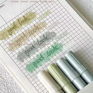 【Bubble Store】ปากกาไฮไลท์สองด้าน สีโมรันต์ นุ่มสบายตา ไม่ซึมเปื้อนกระดาษ ชุด 4 สี สำหรับจดบันทึกและตกแต่งแพลนเนอร์