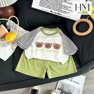 ชุดเซ็ตเด็ก ชุดเด็กแฟชั่นลายหมี เสื้อ+กางเกง ชุดเด็กลายหมี มินิมอล น่ารัก ใส่ได้ทุกวัน