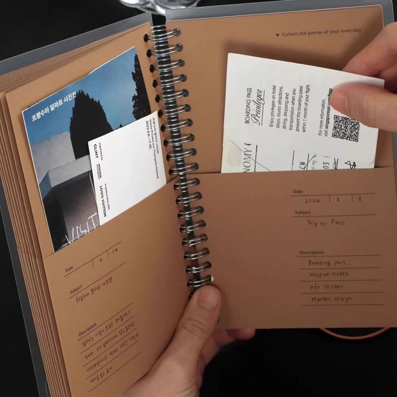 小红书同款复古A5牛皮纸袋鼠本ins旅行票据手账diy收纳册存档纸袋Multi functional ticket folder, ticket, movie ticket, ticket stora