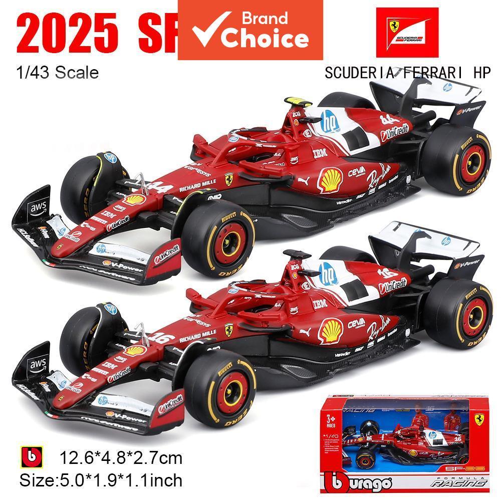 Bburago 1:43 F1 2025 Scuderia Ferrari HP SF25 #16 Charles Leclerc #44 Lewis Hamilton อัลลอยด์โมเดลรถเหล็ก ของเล่นสะสม