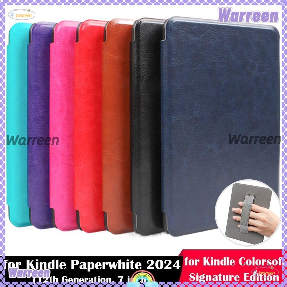 WARREEN eReader Cover, สายคล้องมือหนัง Colorsoft Protective , Slim SA569P Auto Sleep/Wake KPW6 Shell