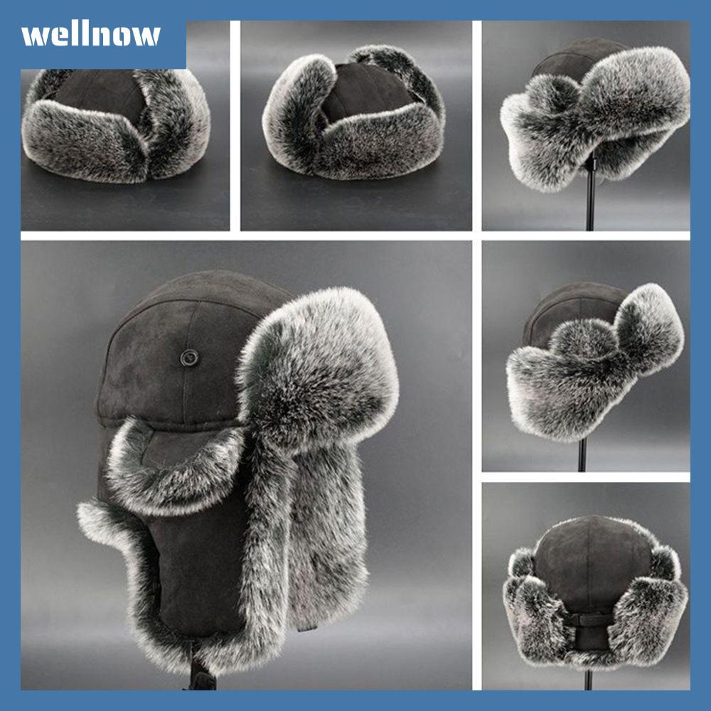WELLNOW Trapper Hat รัสเซีย Cossack Ushanka Suede Leather Bomber Hats