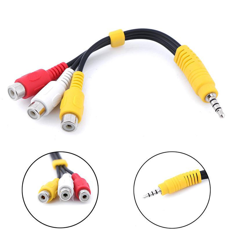 3.5 มม.Mini Auxชายสเตอริโอ 3 RCA หญิงวิดีโอเสียง AV อะแดปเตอร์ 10 ซม.สาย Aux สาย RCA 7HTN