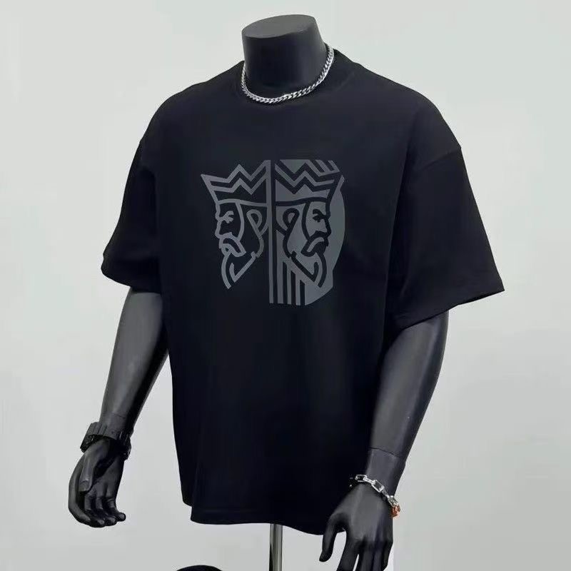 2026เสื้อยืดแขนสั้นผู้ชายอินเทรนด์แห่งชาติพิมพ์รอบคอHeavy 230Gผ้าฝ้ายแท้Insอเมริกันอินเทรนด์ฤดูร้อนส
