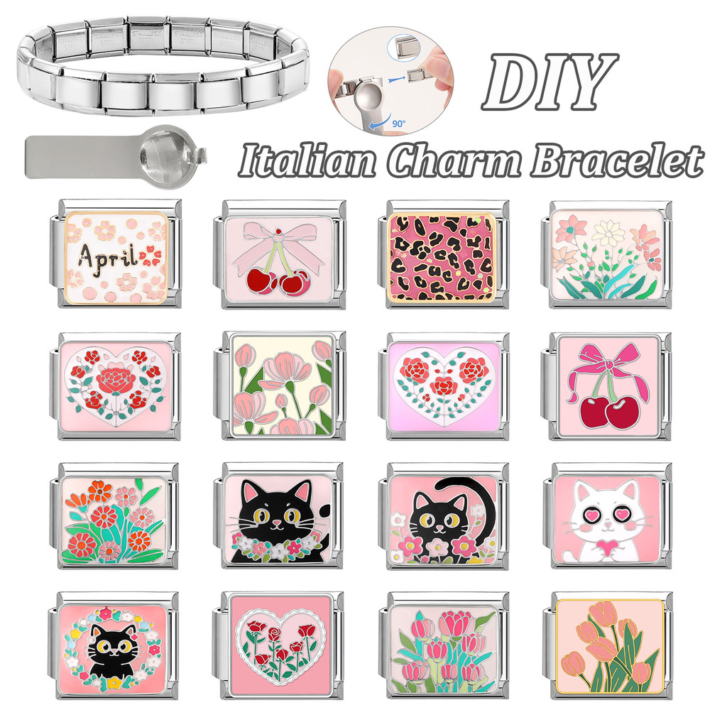 สร้อยข้อมือ charm สไตล์อิตาเลียน สแตนเลส ขนาด 9 มม. เหมาะสำหรับการทำเอง (DIY) และใช้เป็นเครื่องประดับ retro