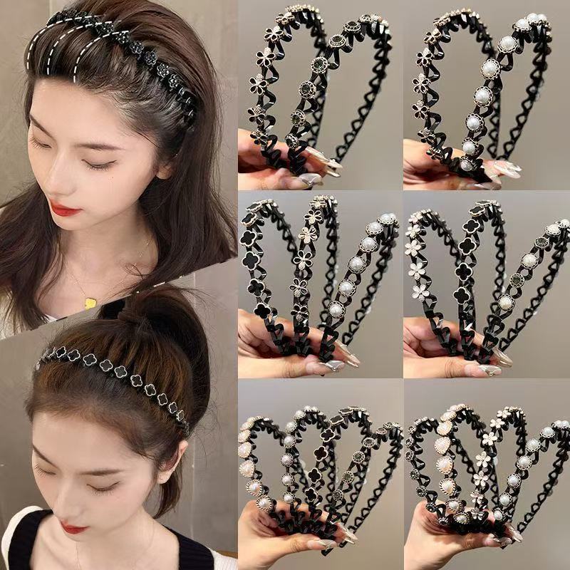 ที่คาดผม Rhinestone ขอบคลื่นสไตล์เกาหลี
