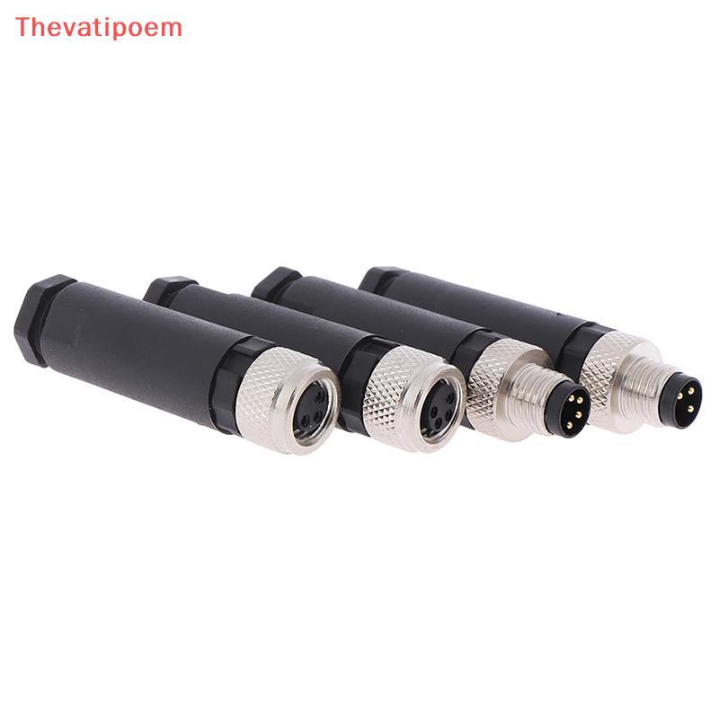 [Thevatipoem] 1 PC M8 Sensor Connector 3/4 Pin ปลั๊กมุมตรงชาย/หญิงร้อน