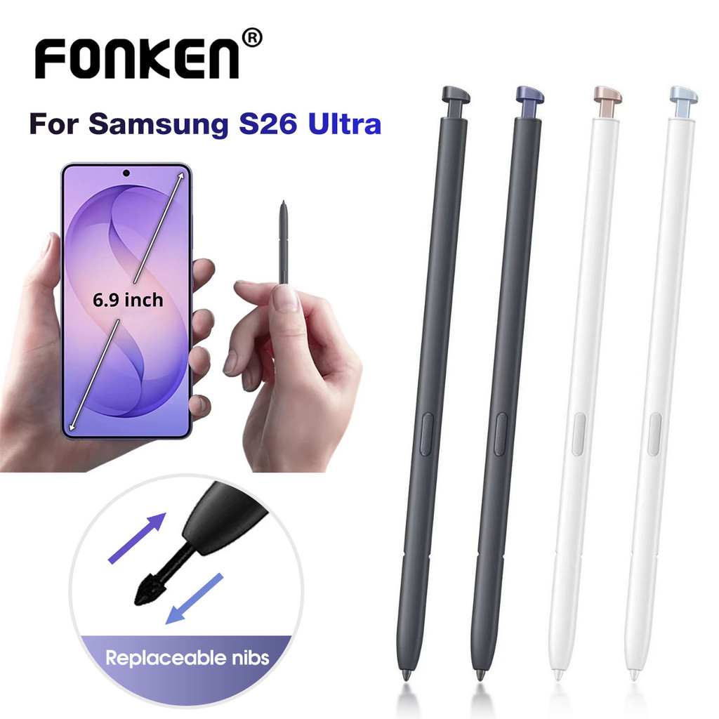 Fonken ปากกาสไตลัสสําหรับ Samsung Galaxy S26 Ultra Touch S Pen เปลี่ยนได้ Nib ไม่มีบลูทูธ