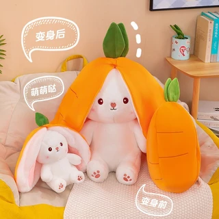 2 in1ตุ๊กตากระต่าย แปลงร่างได้ สตรอเบอร์รี่ แครอท กระต่าย ตุ๊กตากระต่ายหูยาว คุณภาพสูง ตุ๊กตา ตุ๊กตากระต่ายหูแครอท หมอนก