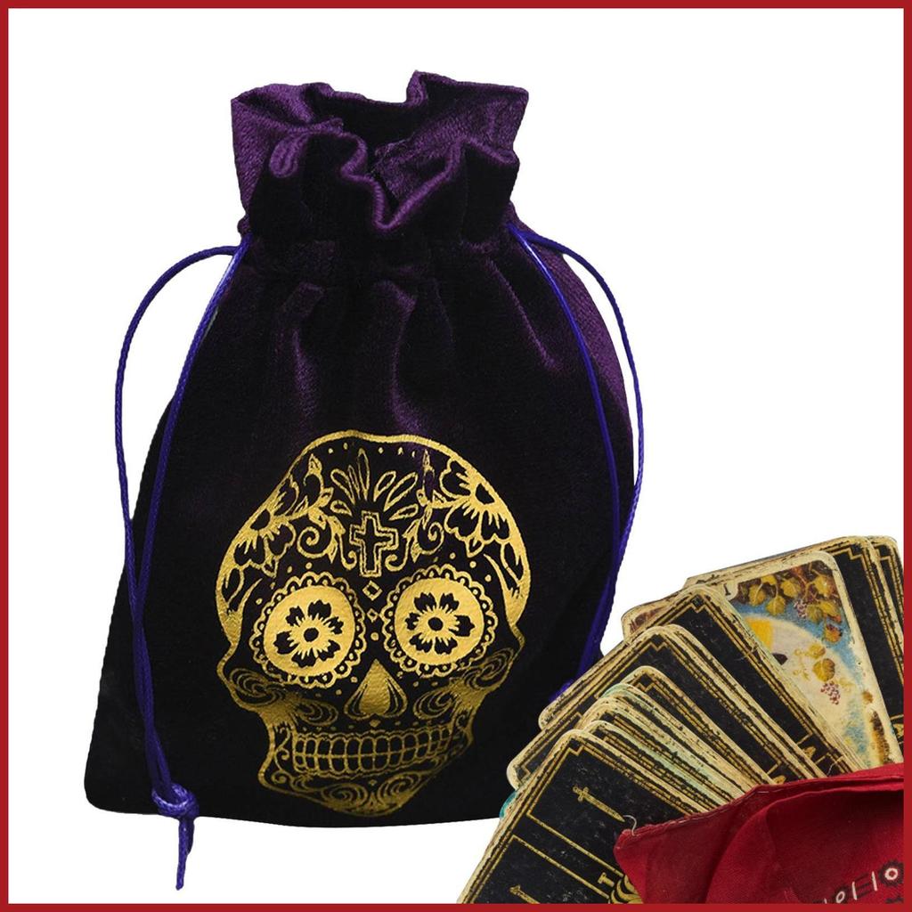 Tarot Divination การ์ดกระเป๋าเครื่องประดับสีม่วง Pouches Drawstring กระเป๋า 13x18 ซม./ 5.12x7.09in เ