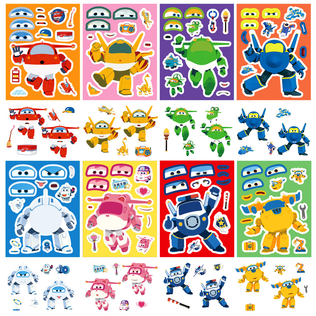 8 ชิ้น/เซ็ตการ์ตูนเด็กสนุก สุด ๆ ปีก ปริศนา ทําเอง สติกเกอร์