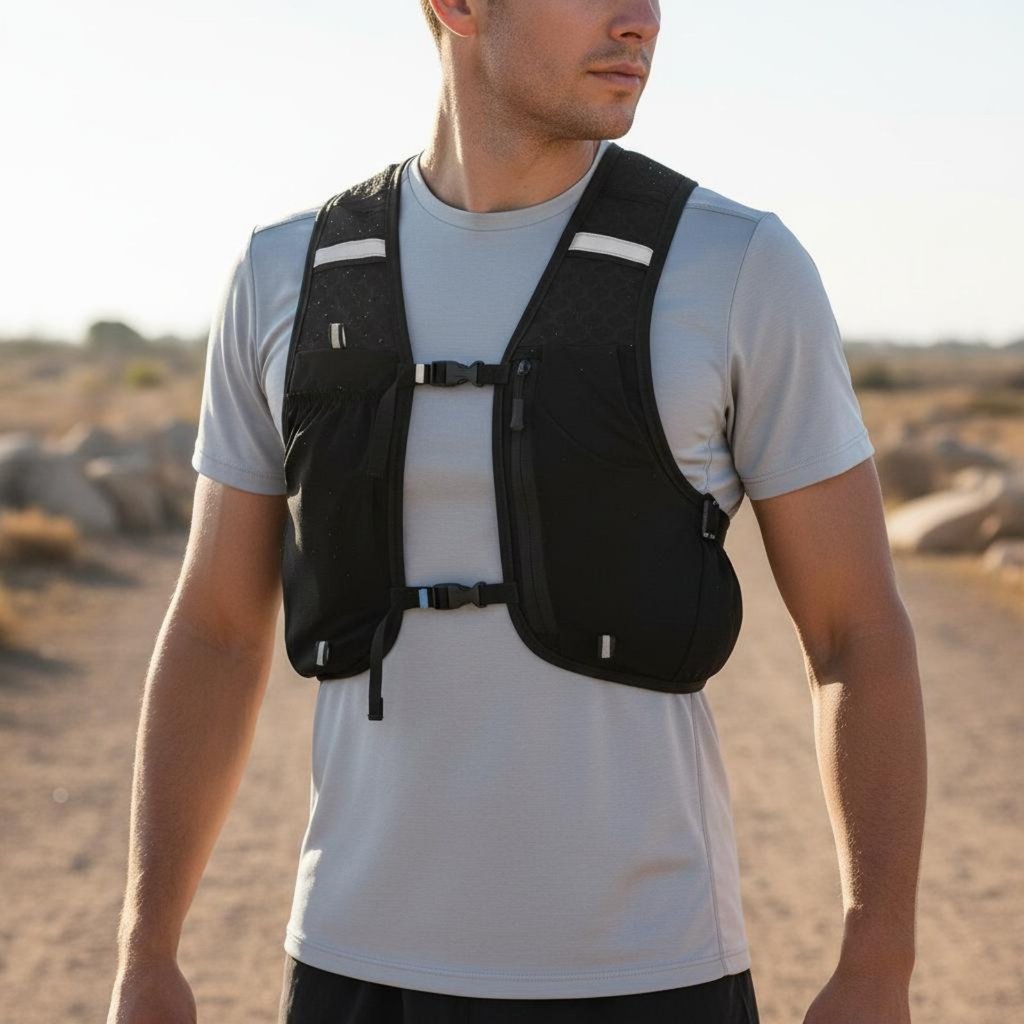 Breathable Mesh Trail Running Vest ปรับ Fit Running Vest Pack หลายกระเป๋าสําหรับ Hikers
