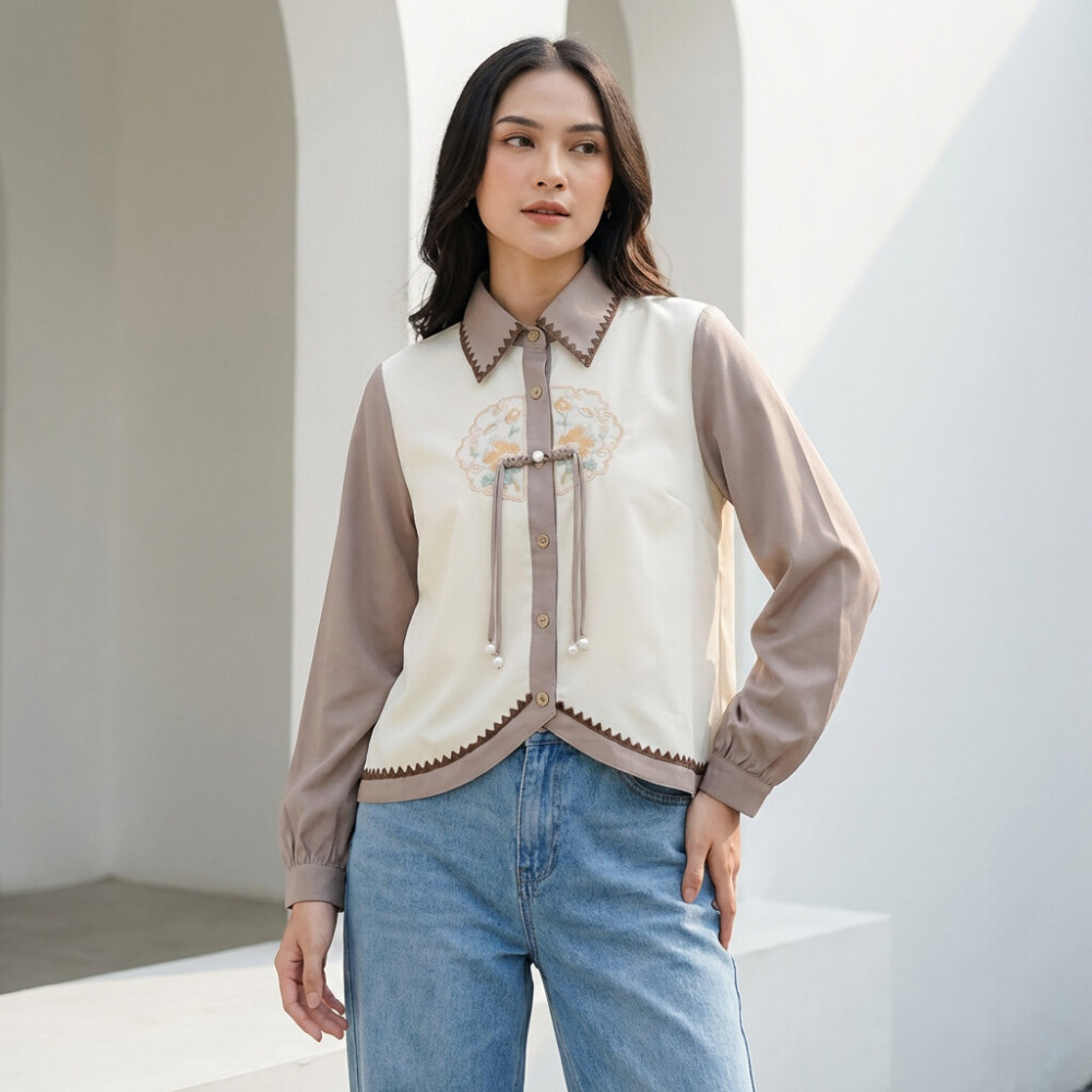 เสื้อ KEMEJA|UNIQUE UNIQUE UNIQUE UNIQUE|ปลอกแขน|ความยาวความยาวความยาว|คอปก|คอปก|ผู้หญิง ผู้หญิง|ท็อ