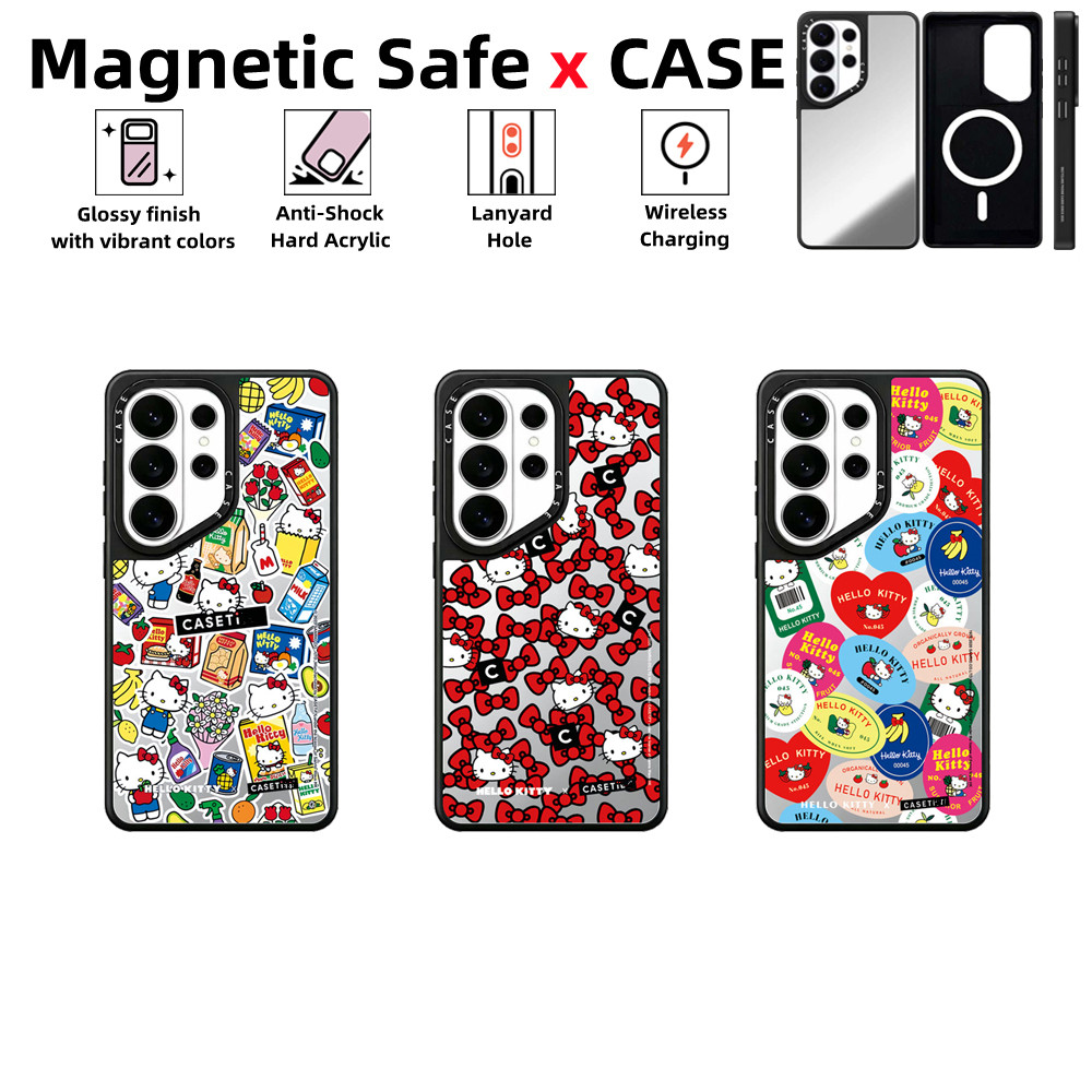 Samsung Galaxy S26 S25 S24 S23 S22 Ultra Plusเคสโทรศัพท์Hello KittyCASEกระจกแม่เหล็กปลอดภัยปลอกกันกระแทกต้านทานฝาครอบป้องกัน