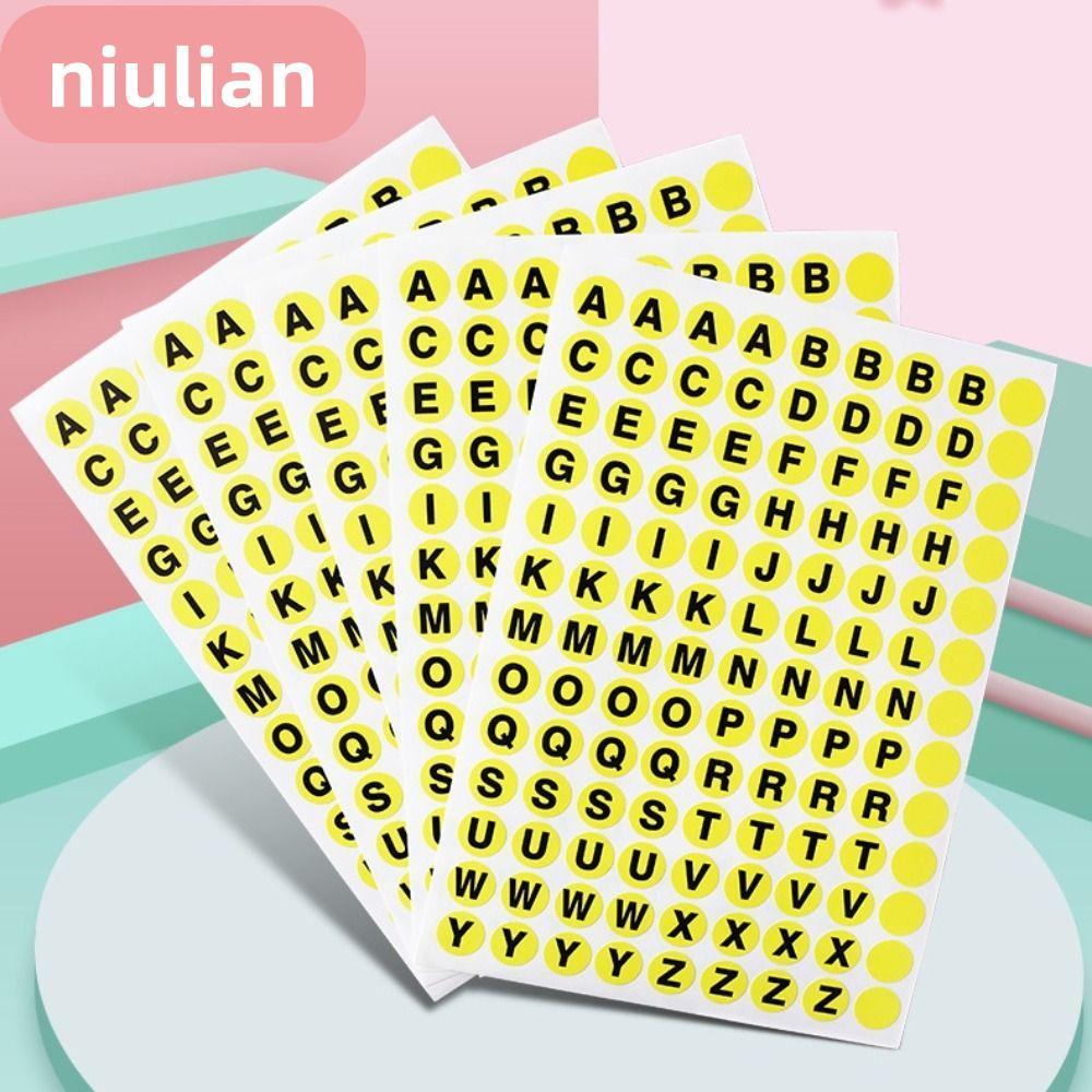 NIULIAN 1170PCS สติ๊กเกอร์ชุดตัวอักษร, สติ๊กเกอร์ตัวอักษรขนาดเล็ก 0.39 นิ้ว, กระดาษกลม 10 แผ่นกาวด้วยตนเอง A ถึง Z สติกเกอร์ตัวอักษร