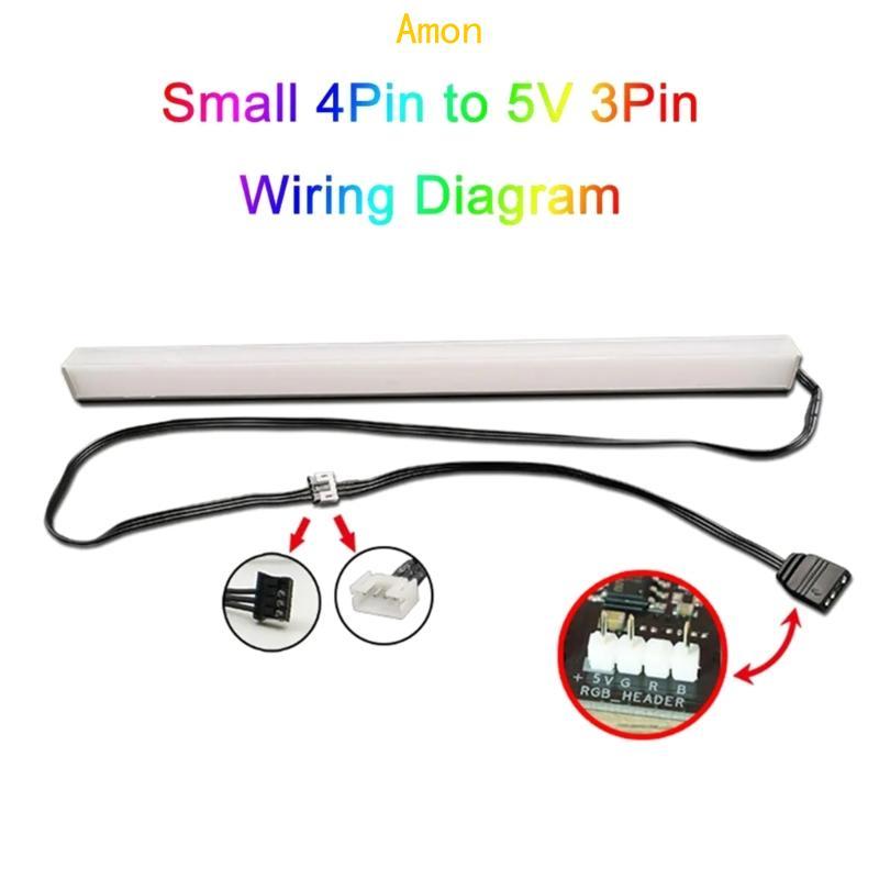 Amon 4 Pin ถึง 5V 3 Pin ARGB สายแปลง ARGB Splitter สาย 5V 3Pin ถึง 4 Pin ARGB Extension Cable สําหรั