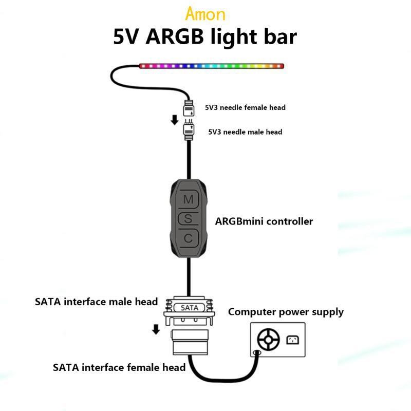 Amon PC Lighting Controller 5V3Pin ARGB Controller Cycle ผ่านโหมดแสงต่างๆ