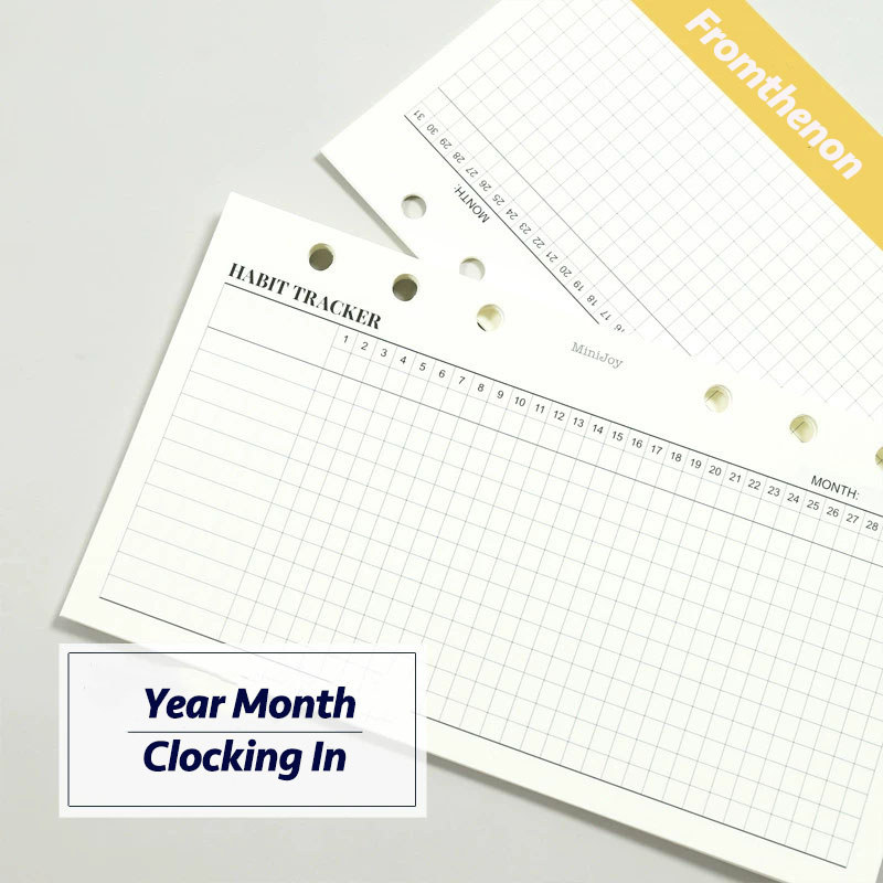 Minimalist A6 A7 กระดาษใบหลวม, 31 วันที่อยู่อาศัย Tracker รายเดือนตรวจสอบหน้าด้านใน, Daily Habit Cul
